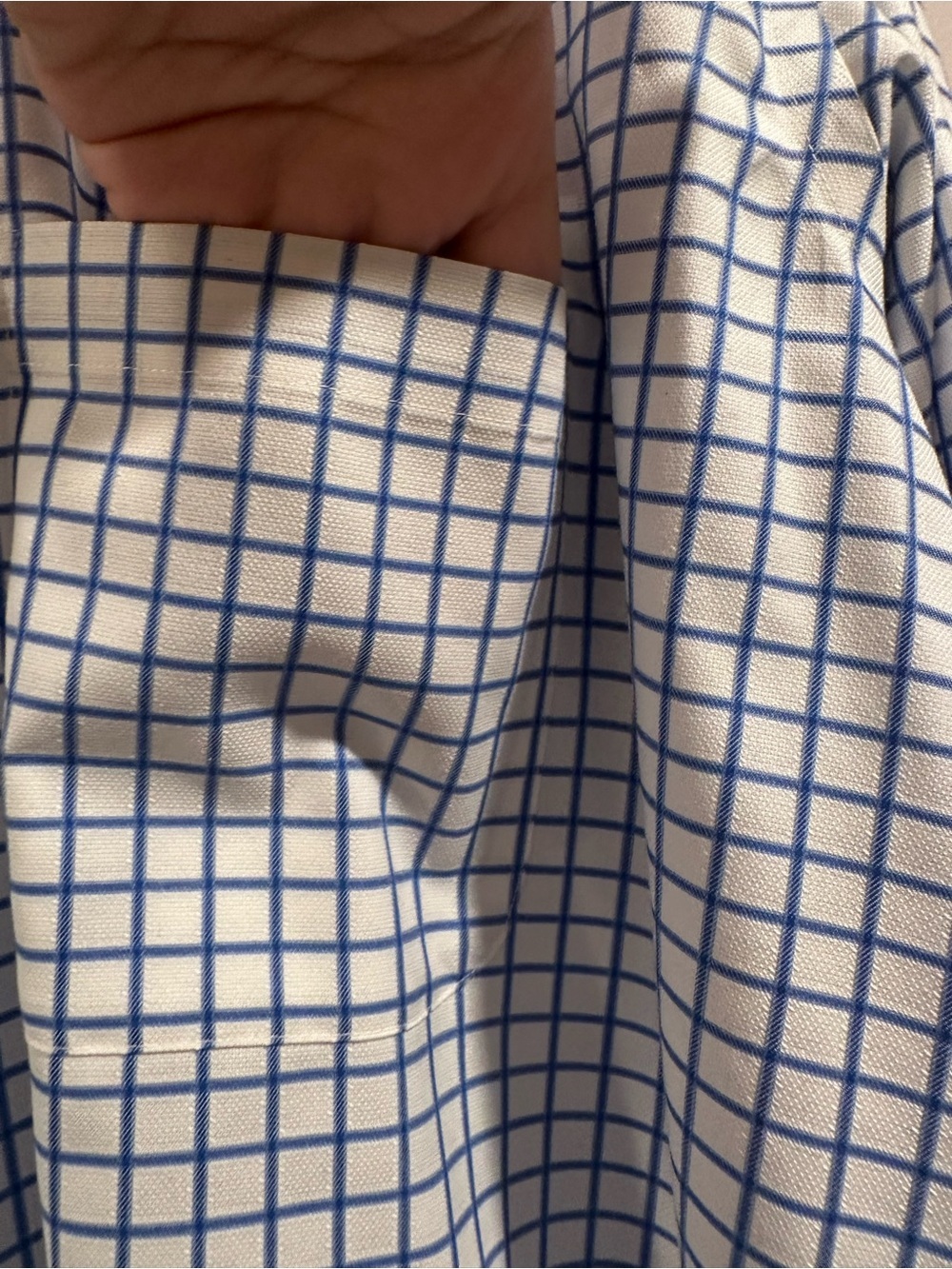 Joseph & Feiss Men's Non-Iron Dress Shirt - White & Navy Windowpane Check XL - Picture 6 of 14